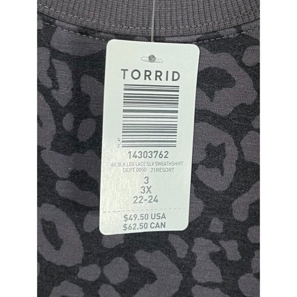 Torrid Sweatshirt Women 22 Black Pullover Round Neck 24 Gray Animal Print Active - Picture 8 of 15